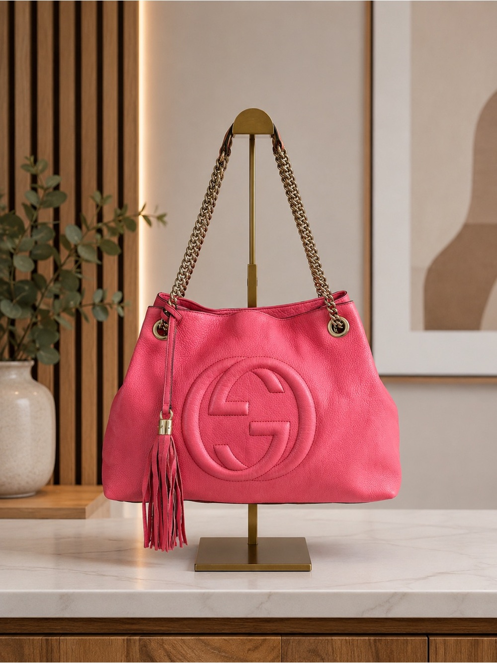 Gucci Soho Pink Leather Chain Shoulder Bag